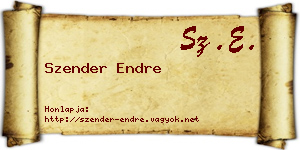 Szender Endre névjegykártya